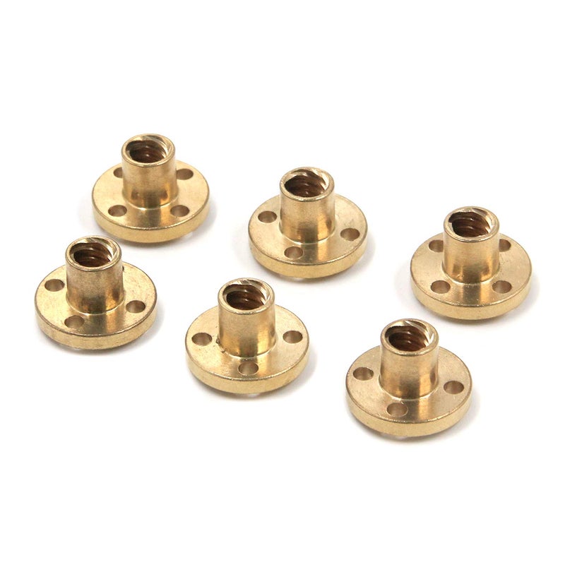 Geesatis 6 pcs Brass T8 Screw Trapezoidal Nut Linear Screw for Lead 8mm Pitch 2mm T8 Lead Threaded Rod for 3D Printer Accessories - Image 1