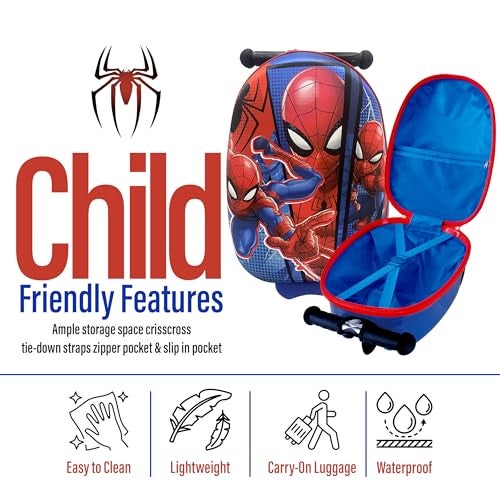 Fast Forward Spiderman Scooter Suitcase for Kids – 18” Lightweight Spiderman Luggage for Girls – (Luggage 11lbs and Scooter 100lbs) - Image 2