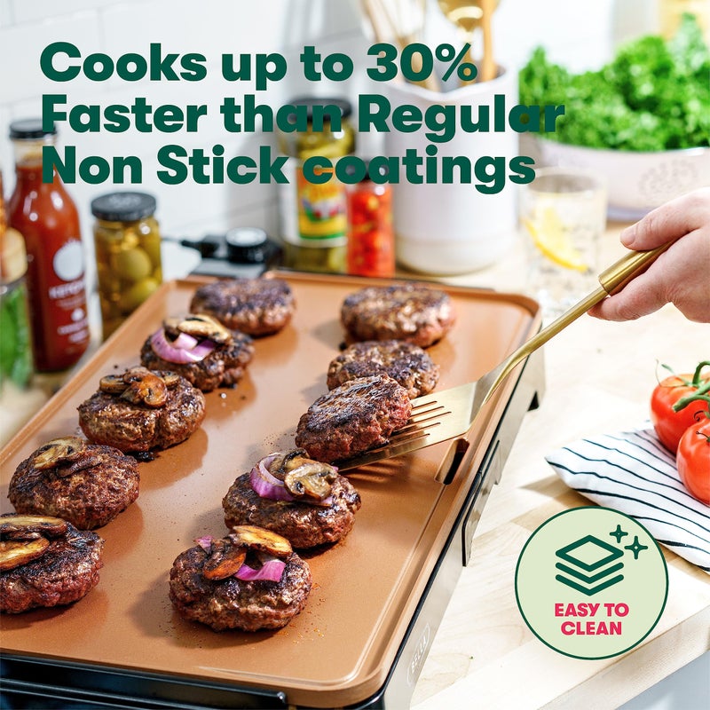 bella XL Electric Ceramic Titanium Griddle, Make 15 Eggs At Once, Healthy-Eco Non-stick Coating, Hassle-Free Clean Up, Large Submersible Cooking Surface, 12" x 22", Copper/Black - Image 5