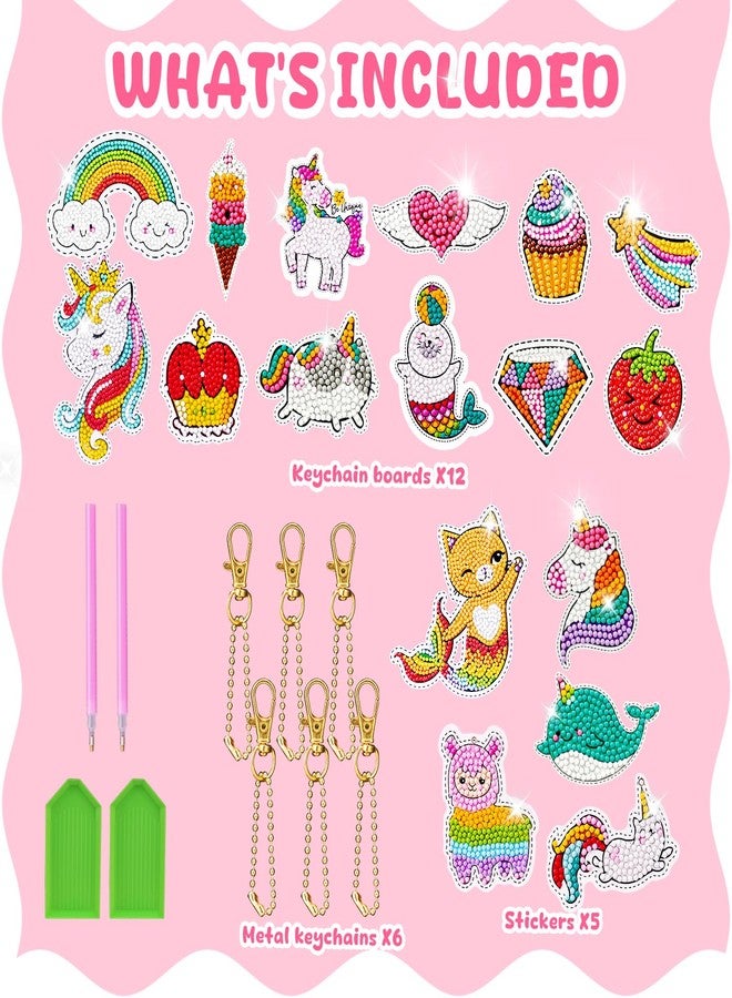 AuntyFey Diamond Art Kits for Kids with Keychains, Diamond Gem Art Kit for Kid, Diamond Gem Painting Stickers, Diamond Art Craft Painting Kit, Gem Painting Kit for Kid, Crafts for Girls 6-8-12 - Image 2