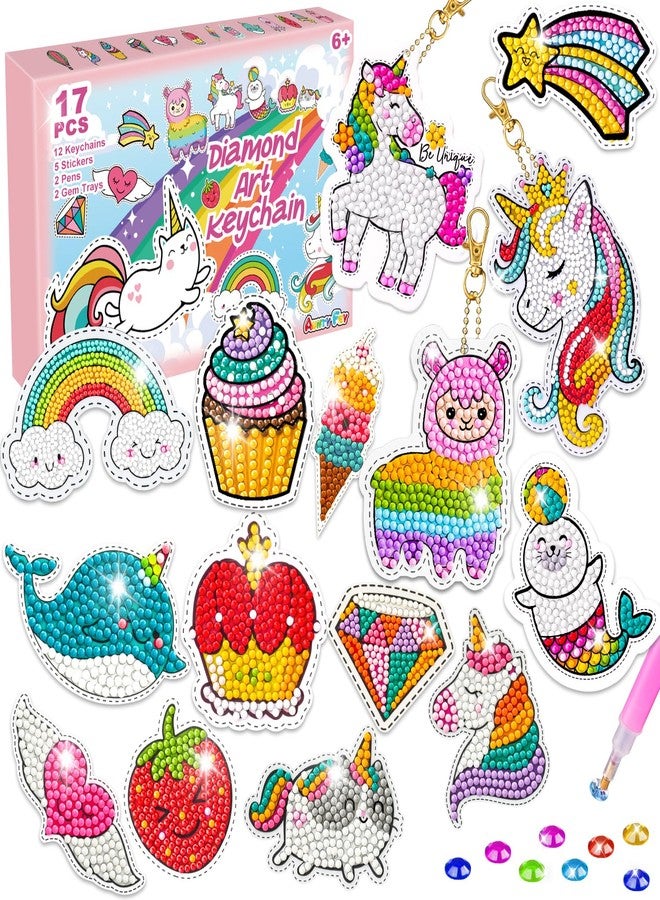 AuntyFey Diamond Art Kits for Kids with Keychains, Diamond Gem Art Kit for Kid, Diamond Gem Painting Stickers, Diamond Art Craft Painting Kit, Gem Painting Kit for Kid, Crafts for Girls 6-8-12 - Image 1