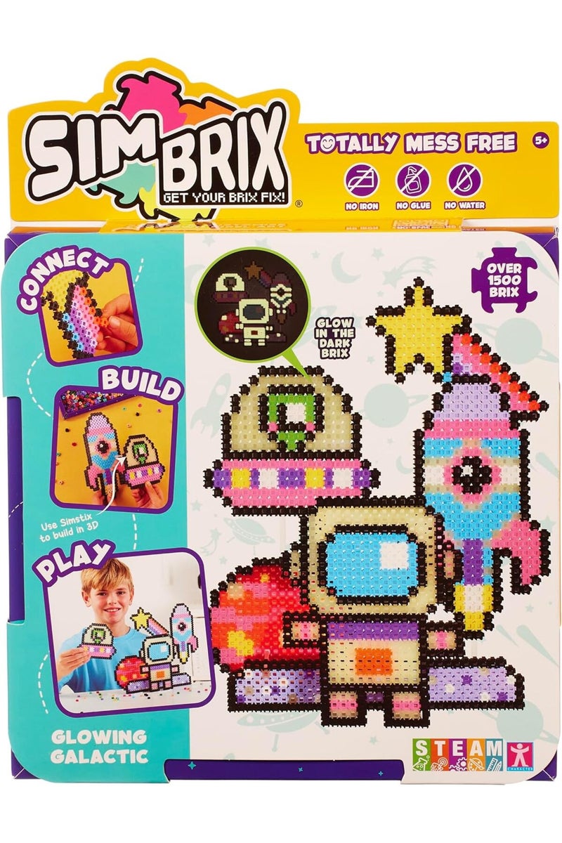 Brix Simbrix Theme Pack Glowing Galactic - 1500+ Brix, Creative STEAM Toy for Ages 5+ - Image 1