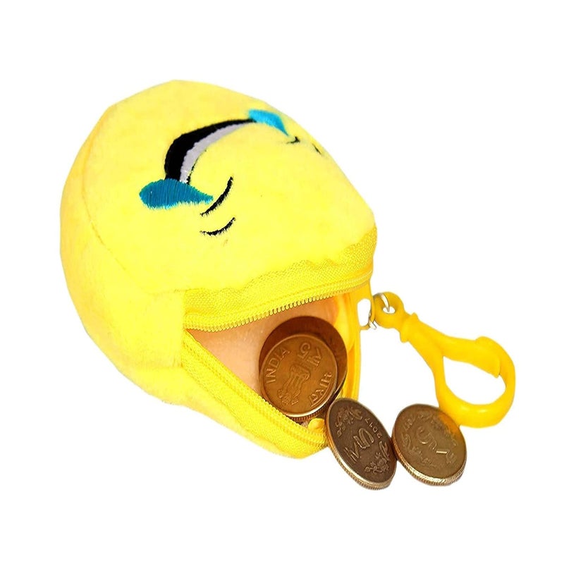 IGNOTO Emoji Pouch Mini Cute Round Face Smiley Purse for Earphone, Coins || Best Gifts for Birthday || Keychain for All Age Group (Assorted)(Pack of 3) - Image 4
