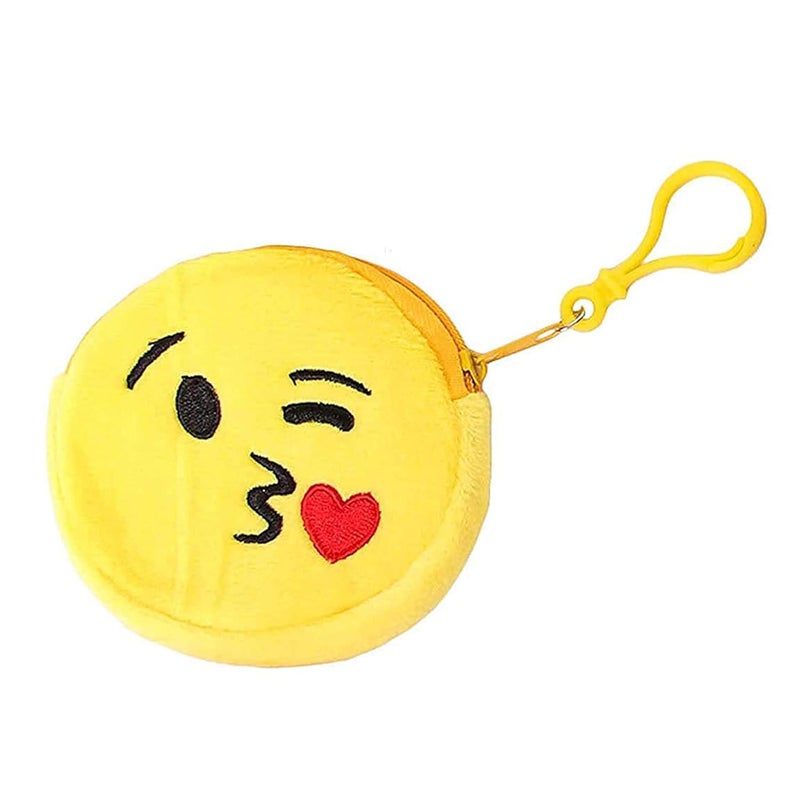 IGNOTO Emoji Pouch Mini Cute Round Face Smiley Purse for Earphone, Coins || Best Gifts for Birthday || Keychain for All Age Group (Assorted)(Pack of 3) - Image 5