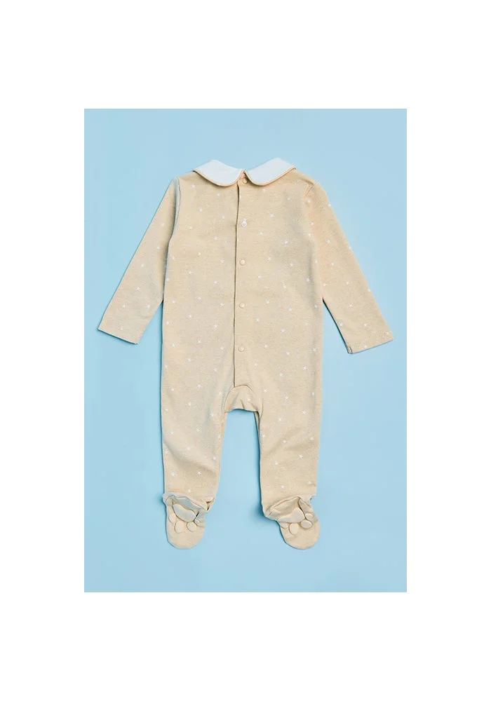 أر أند بي Embroidered Collared Footed Sleepsuit with Long Sleeves