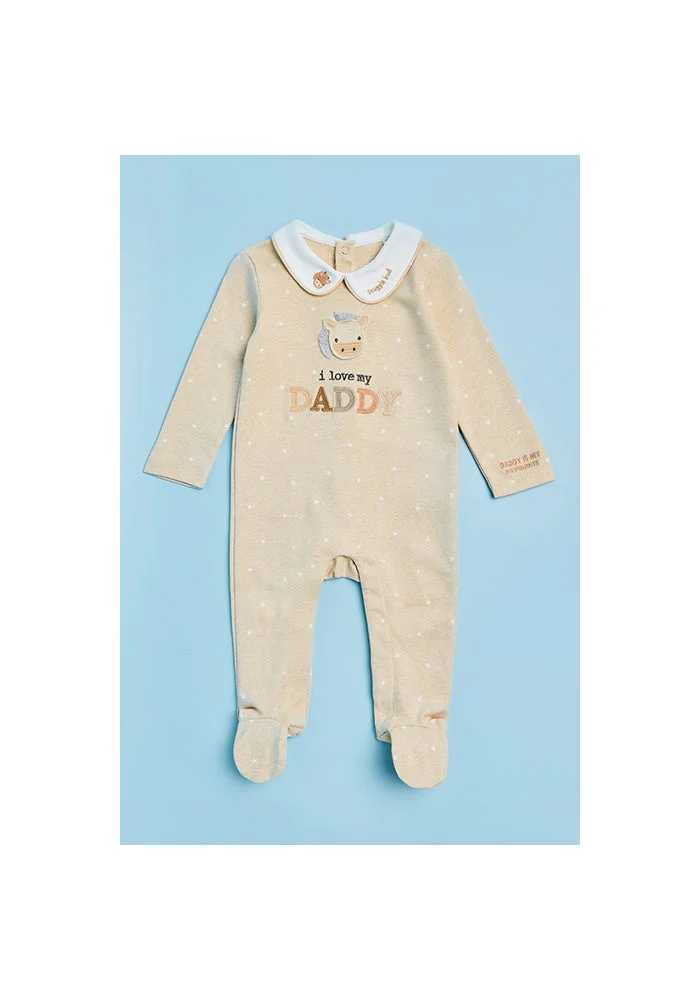 أر أند بي Embroidered Collared Footed Sleepsuit with Long Sleeves