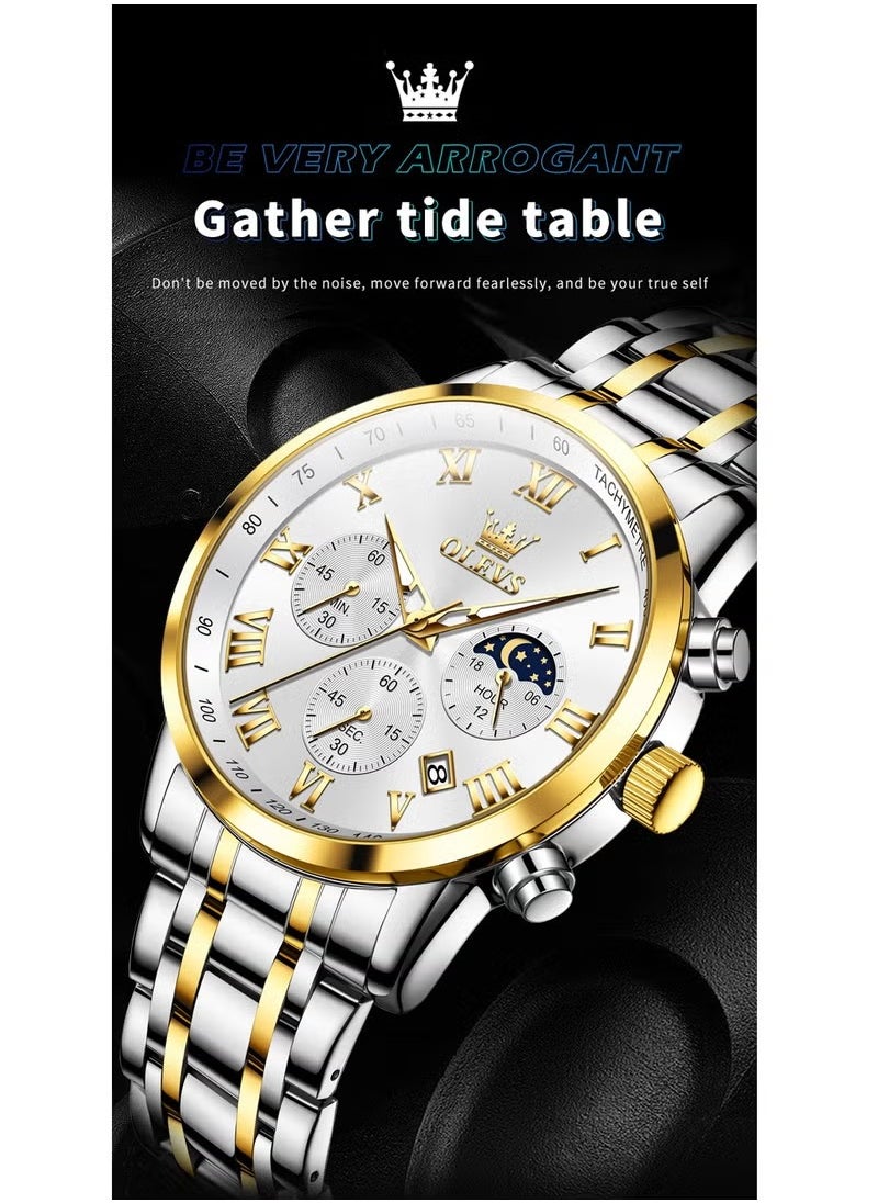 OLEVS - Watches For Men Quartz Stainless Steel Water Resistant Watch 5529 - Image 1