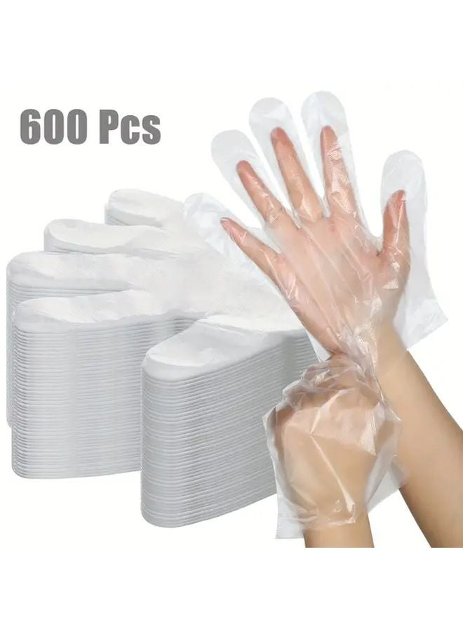 600 قطعة قفازات بلاستيكية يمكن التخلص منها شفافة متينة ومريحة لتنظيف المطبخ - Image 1