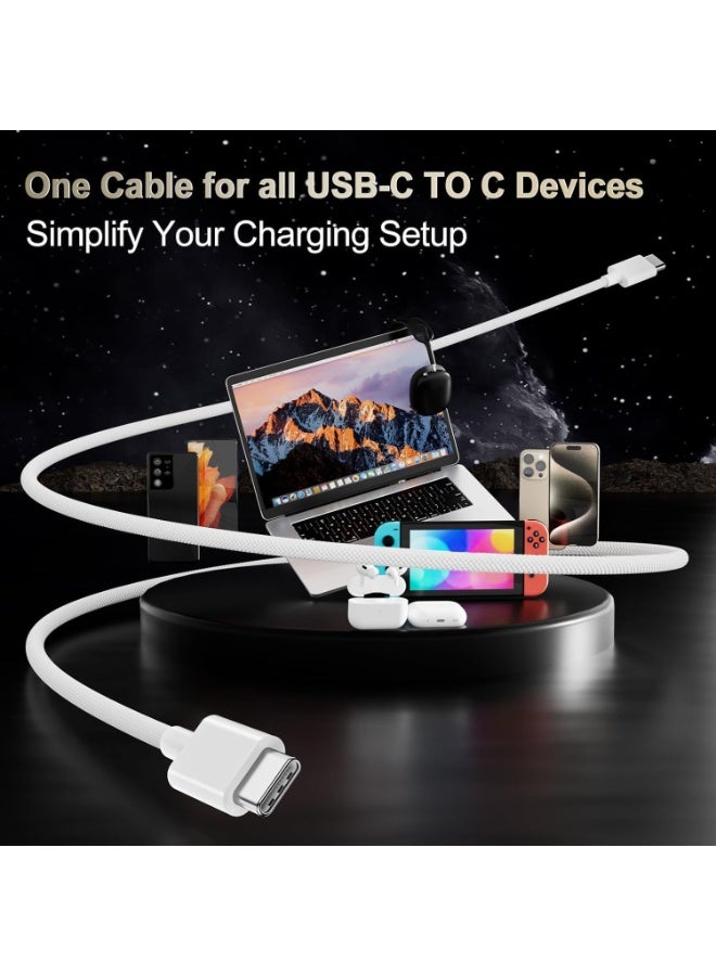 كابل شحن سريع USB Type-C إلى Type-C بطول 1 متر - سلك مضفر من النايلون بقوة 60 وات، متوافق مع أجهزة iPhone وiPad وSamsung وXiaomi وMacBook - كابل شاحن USB-C عالي السرعة لتوصيل الطاقة - Image 3