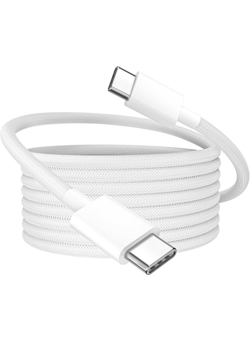 كابل شحن سريع USB Type-C إلى Type-C بطول 1 متر - سلك مضفر من النايلون بقوة 60 وات، متوافق مع أجهزة iPhone وiPad وSamsung وXiaomi وMacBook - كابل شاحن USB-C عالي السرعة لتوصيل الطاقة - Image 1
