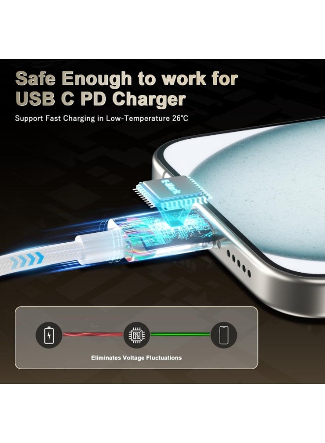 كابل شحن سريع USB Type-C إلى Type-C بطول 1 متر - سلك مضفر من النايلون بقوة 60 وات، متوافق مع أجهزة iPhone وiPad وSamsung وXiaomi وMacBook - كابل شاحن USB-C عالي السرعة لتوصيل الطاقة - Image 4
