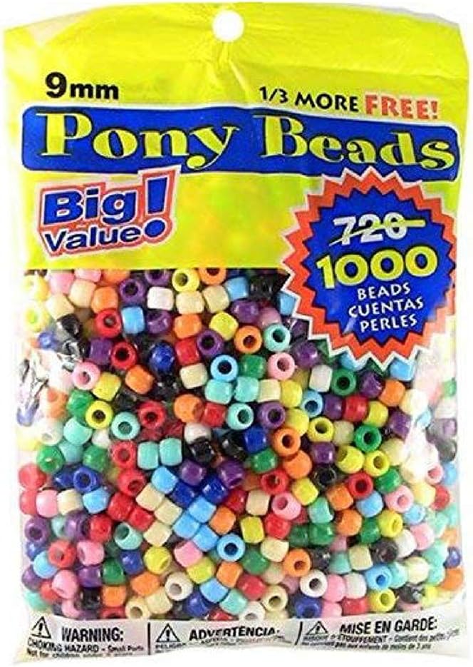 Darice Multi Color Pony Beads - 9mm, 1000 Pieces in Bag
