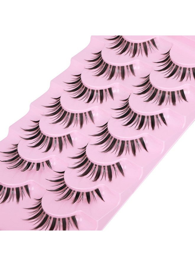 Spiky Manga Lashes 14Mm Anime Short Japanese False Eyelashes Natural Wispy Korean Clear Band Cosplay Lashes Pack 7 Pairs By Goddvenus