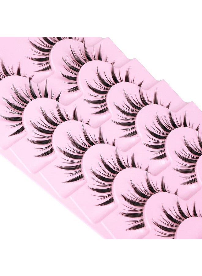 Spiky Manga Lashes 14Mm Anime Short Japanese False Eyelashes Natural Wispy Korean Clear Band Cosplay Lashes Pack 7 Pairs By Goddvenus