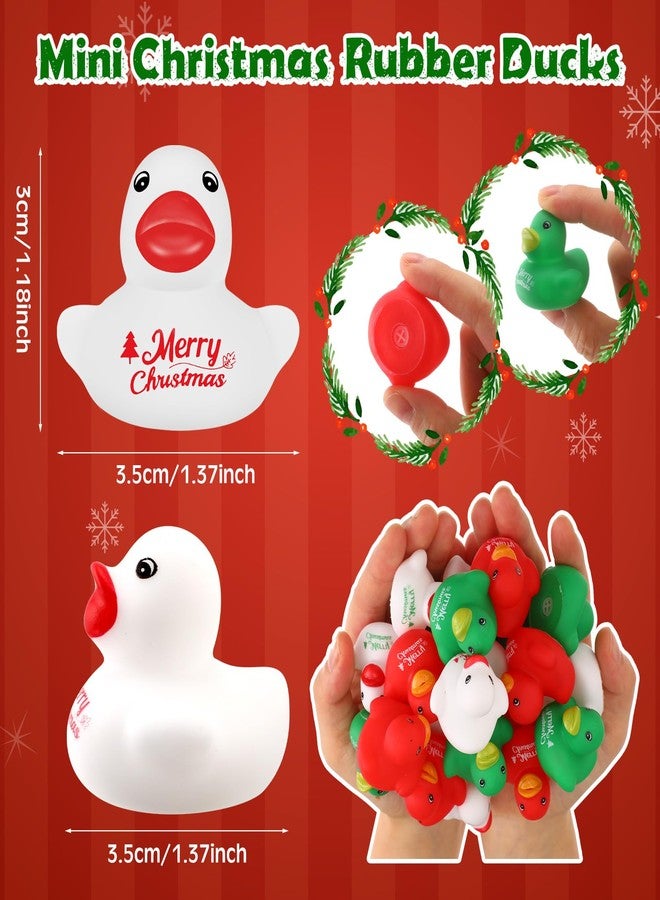 Junkin 200 Pcs Merry Christmas Rubber Ducks Bulk Mini Rubber Ducks Small Duck Bulk Xmas Gift for Halloweens Party Favors Toys (Christmas Duck) - Image 2