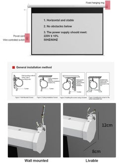 FlashHawk 100 Inch 4:3 Wall Mount Electric Projector Screen - Motorized Projection Curtain with Remote Control For Business/School/Office/Meeting  - Image 4