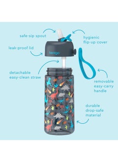 Bentgo Kids Prints Water Bottle15 Oz. Leak Proof, Bpa - Free Cups For Toddlers And Children With Flip - Up Safe - Sip Straw For School, Sports, Daycare, Camp And More (Dinosaur)  - Image 4