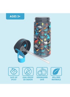 Bentgo Kids Prints Water Bottle15 Oz. Leak Proof, Bpa - Free Cups For Toddlers And Children With Flip - Up Safe - Sip Straw For School, Sports, Daycare, Camp And More (Dinosaur)  - Image 5