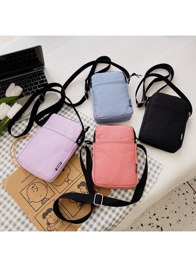 Large Screen Mobile Phone Bag Women's Shoulder Messenger Bag Coin Purse Nylon Cloth Bag Wrist Bag Mother Bag Simple Arm Bag-Color:Pink  - Image 3