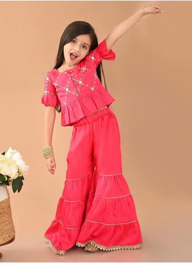 LILPICKS Embellished Kurta Sharara Set