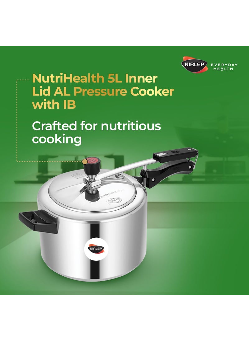 NIRLEP Nirlep NutriHealth 5 Litre Inner Lid Aluminium Pressure Cooker with Induction Bottom  - Image 2