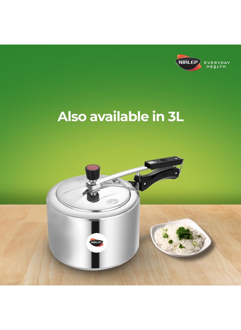 NIRLEP Nirlep NutriHealth 5 Litre Inner Lid Aluminium Pressure Cooker with Induction Bottom  - Image 4