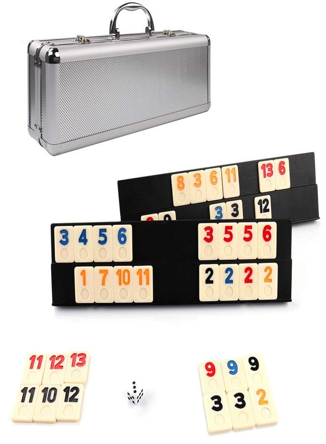 KAILE 106 Rummy Tiles Game, Rummy Cube Sets Travel Game Outlasting Color with Aluminum Case & 4 Anti-Skid Durable Trays,2-4 palyers - Image 1