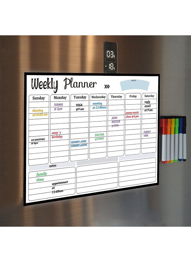 Generic - Magnetic Dry Erase Calendar Whiteboard Fridge Magnet Flexible Daily Message Stickers for Weekly Monthly Organizer Schedule Planner To Do List Notepad Wall Set 16.5*11.8in - Image 1