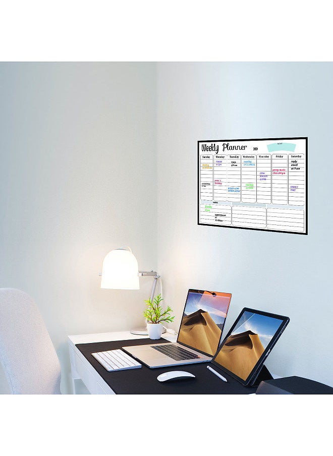 Generic - Magnetic Dry Erase Calendar Whiteboard Fridge Magnet Flexible Daily Message Stickers for Weekly Monthly Organizer Schedule Planner To Do List Notepad Wall Set 16.5*11.8in - Image 1