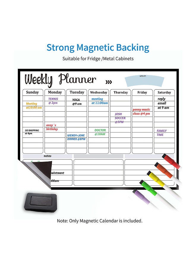 Generic - Magnetic Dry Erase Calendar Whiteboard Fridge Magnet Flexible Daily Message Stickers for Weekly Monthly Organizer Schedule Planner To Do List Notepad Wall Set 16.5*11.8in - Image 1