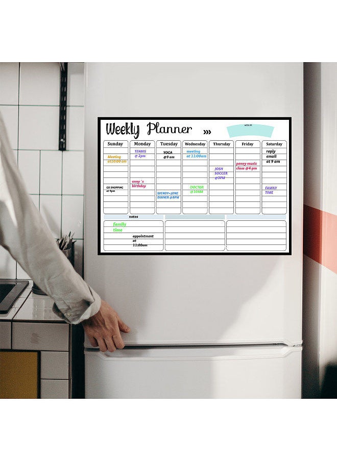 Generic - Magnetic Dry Erase Calendar Whiteboard Fridge Magnet Flexible Daily Message Stickers for Weekly Monthly Organizer Schedule Planner To Do List Notepad Wall Set 16.5*11.8in - Image 1