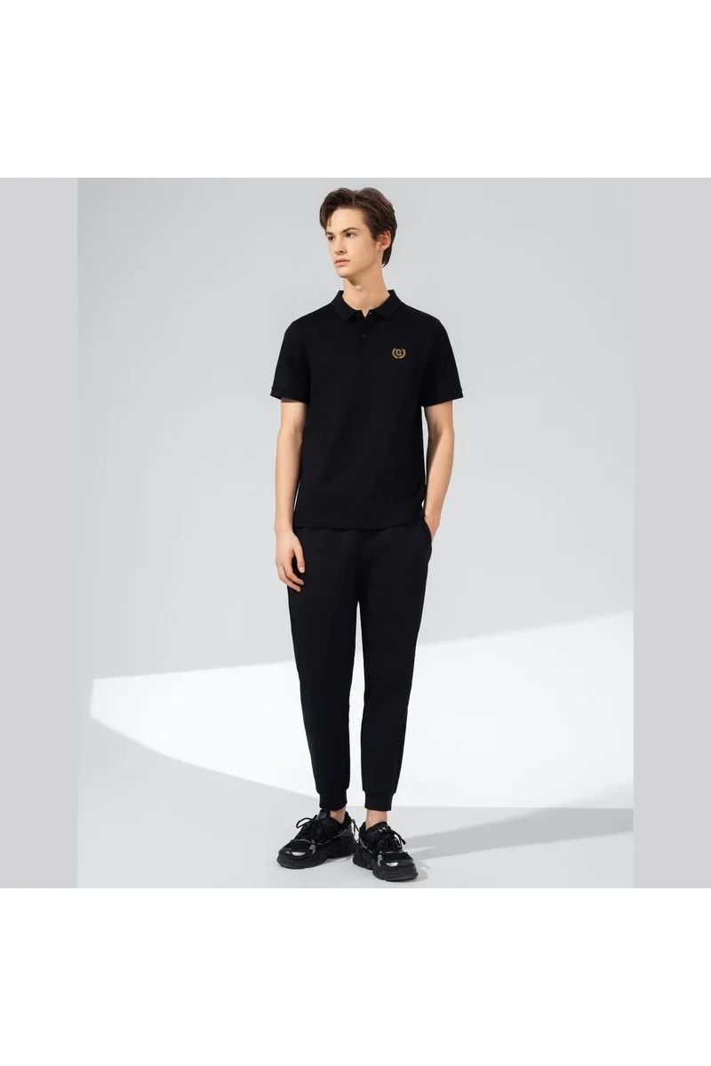 جيوردانو بنطلون رياضي ضيق بقصة مستقيمة وجيوب للرجال - أسود