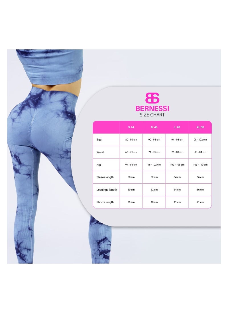 Bernessi - Nylon Tie Dye Long Sleeve Crop Top with Round Neck Women's Cropped T Shirt for Workout Yoga Running Exercise Textured White Black Print - Image 1