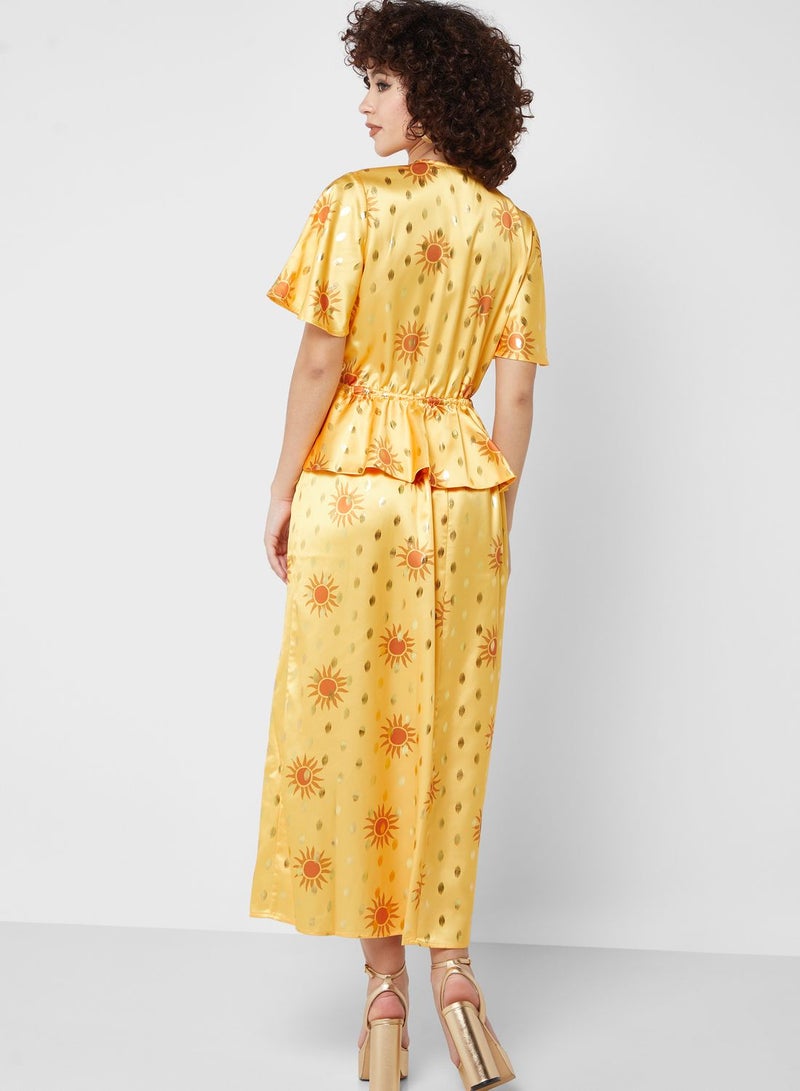 Never fully Dressed Satin Print Midi Dress - Image 2