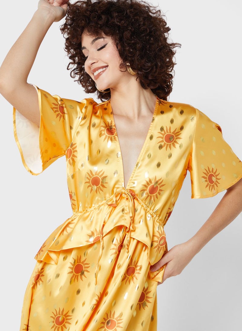 Never fully Dressed Satin Print Midi Dress - Image 3