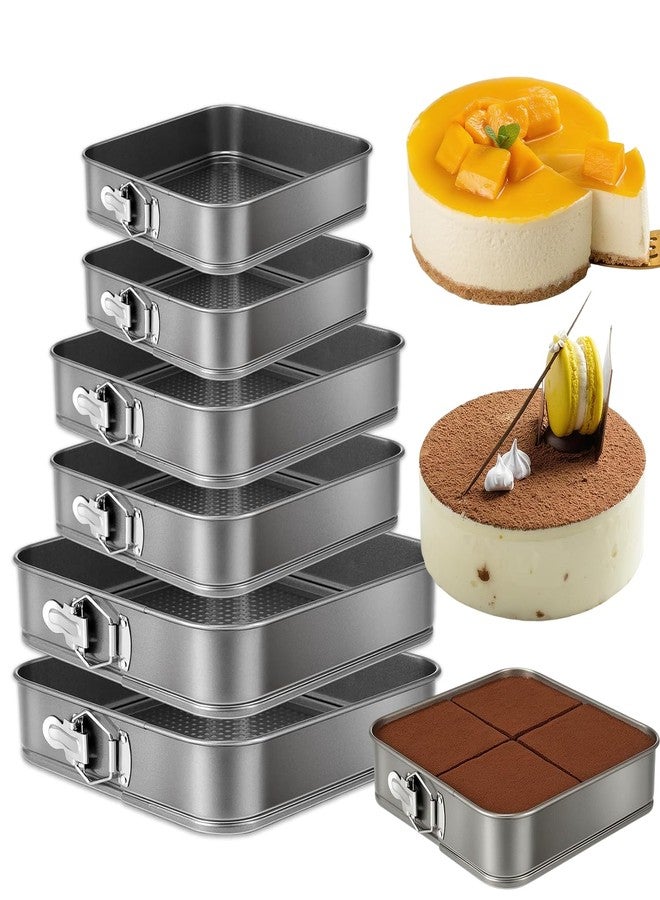 BMMN Springform Cake Pan Set of 6 (9.5, 10.2, 11 Inch 3 Sizes) Square Leakproof Nonstick Cheesecake Pans with Removable Bottom Carbon Steel Bakeware for Cheesecake Wedding Cake Pizza and Quiches - Image 1