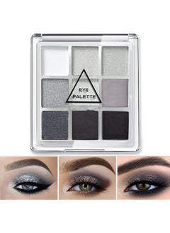 Gray Silver Smokey Eyeshadow Palette 9 Colors Cool Toned Matte Glitter Eyeshadow Palette Longlasting Waterproof Smoky Eye Shadow For Girls And Women Set 1 Black Gray Silver