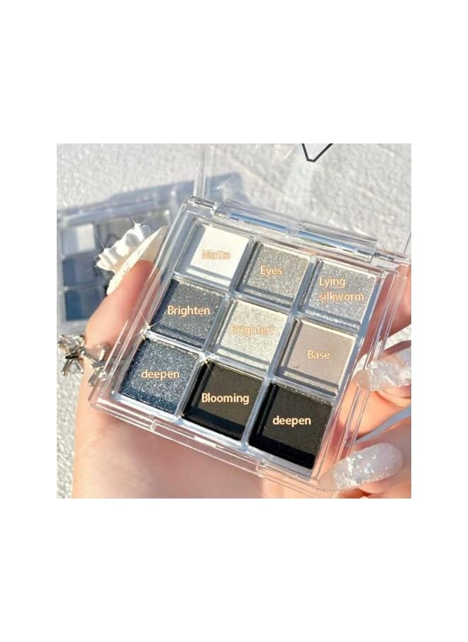 Zaboon - Gray Silver Smokey Eyeshadow Palette 9 Colors Cool Toned Matte Glitter Eyeshadow Palette Longlasting Waterproof Smoky Eye Shadow For Girls And Women Set 1 Black Gray Silver - Image 1