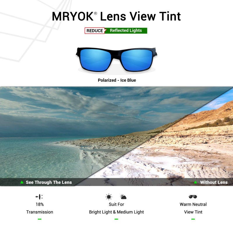 Mryok عدسات استبدال مريوك المستقطبة لأوكلي سلايفر XL OO9341 - أزرق جليدي - Image 4