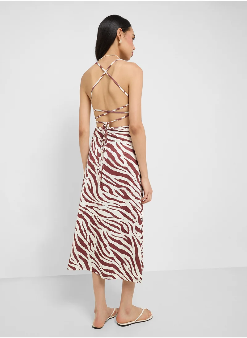 جينجر Zebra Print Dress