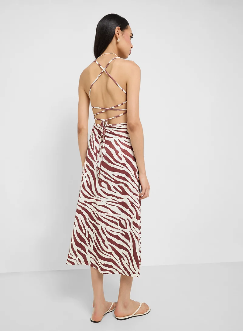 جينجر Zebra Print Dress
