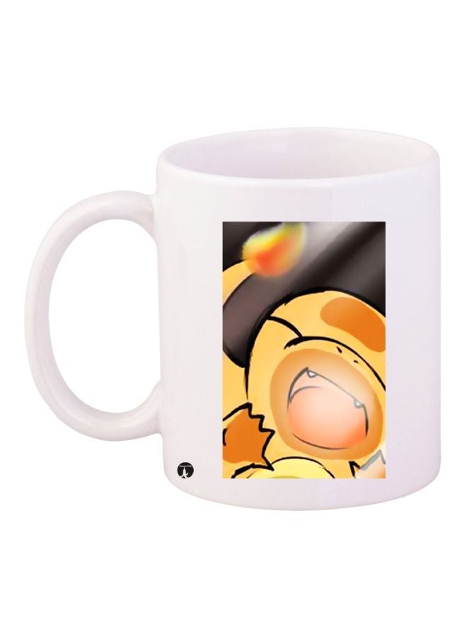 RYN Cartoon Printed Coffee Mug White/Yellow/Black 11ounce