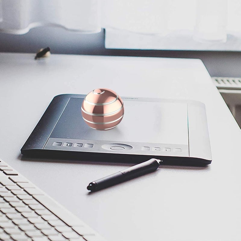 Apqdw Anbo Kinetic Desk Toy Ball, Kinetic Desktop Spinning Toys, Optical Illusion Fidget Toys Gadgets for Adults Office Anxiety, ADHD (Rose Gold-A) - Image 4
