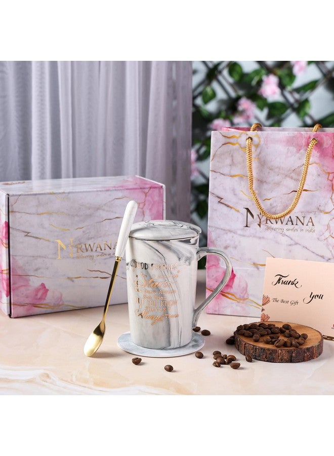 Nyrwana فنجان قهوة NYRWANA، هدايا للنساء، هدية عيد ميلاد لصديق، أكواب وفناجين، فنجان سيراميك، فناجين لطيفة مع ملعقة وصندوق هدايا (400 مل - رمادي) - Image 5