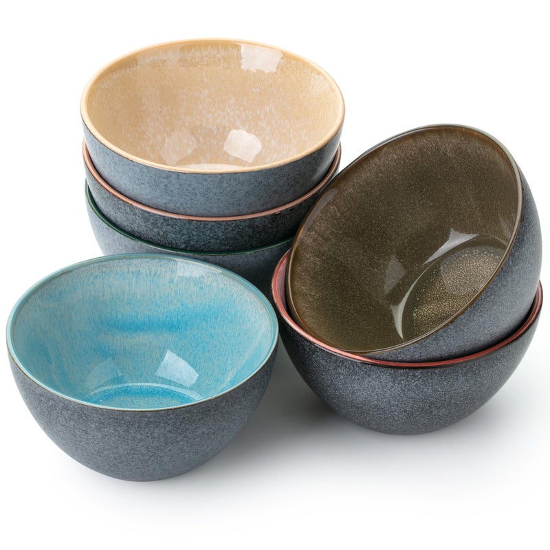 Brew To A Tea BTaT  Colorful Ceramic Cereal Bowls 29 Oz 6 Pack Microwave Safe Snack  Oatmeal Bowls