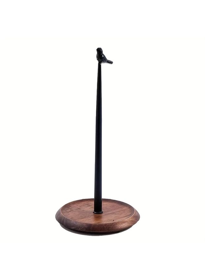 Black Bird Tissue Holder Solid Wood Iron Stand Decorative Leaf Base Kitchen Dining Room Organizer - Image 5