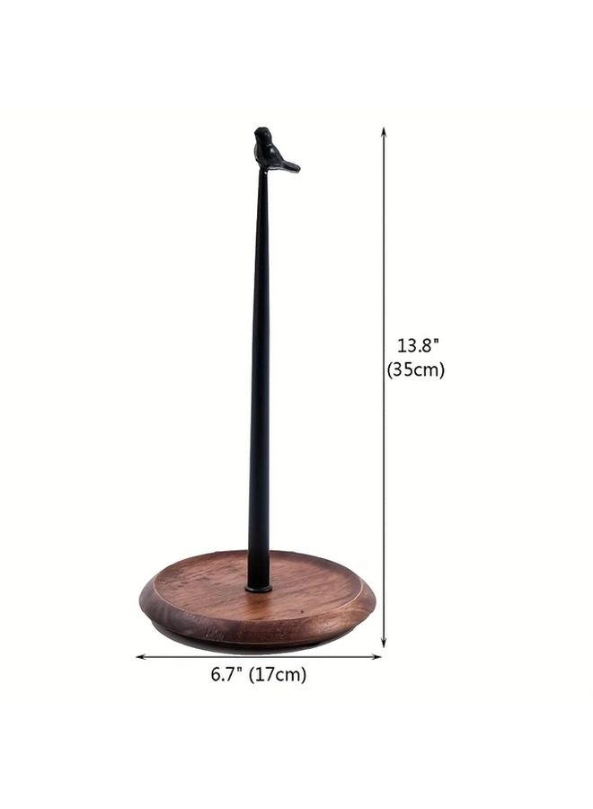 Black Bird Tissue Holder Solid Wood Iron Stand Decorative Leaf Base Kitchen Dining Room Organizer - Image 3