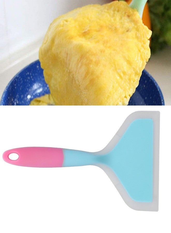 Fdit Wide Mouth Frying Spatula for Home Kitchen Transparent Silicone, Non, Non sticky, for Tamagoyaki, Pancakes, Meat, with Two color Design (blue shovel head) - Image 5