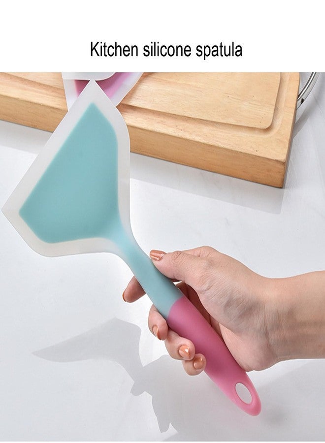 Fdit Wide Mouth Frying Spatula for Home Kitchen Transparent Silicone, Non, Non sticky, for Tamagoyaki, Pancakes, Meat, with Two color Design (blue shovel head) - Image 4