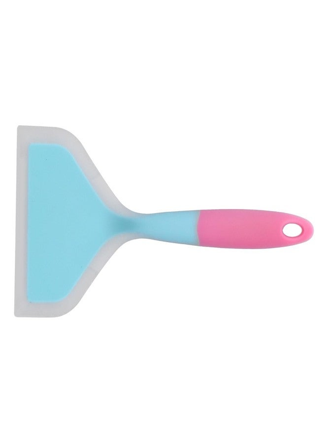 Fdit Wide Mouth Frying Spatula for Home Kitchen Transparent Silicone, Non, Non sticky, for Tamagoyaki, Pancakes, Meat, with Two color Design (blue shovel head) - Image 1